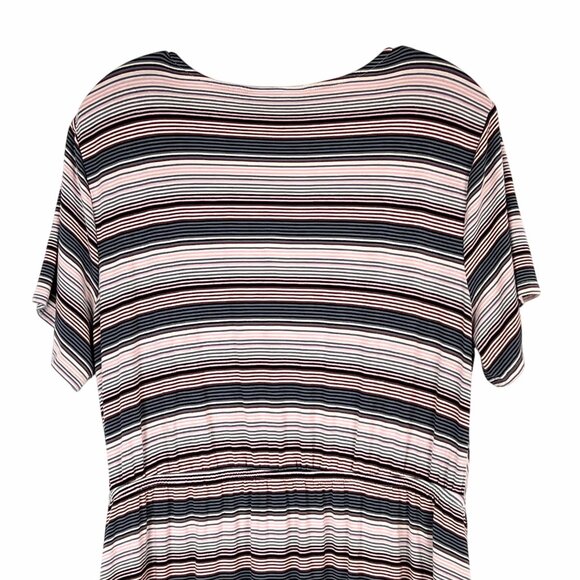 Lane Bryant Faux Wrap Maxi Dress Size 18/20 Striped Short-Sleeve Ruched VGUC - Picture 12 of 16